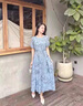 皮爾卡丹（pierre cardin）連衣裙氣質(zhì)好看雪紡套頭2025新款時(shí)尚洋氣夏裝女士水墨碎花裙子 藍(lán)色 XL （115-125斤） 曬單實(shí)拍圖