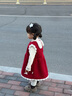 幼歌（YOUGE）嬰幼兒新款復(fù)古兩色小兔子毛邊貼布繡加絨無袖背心裙潮 紅小兔 90 cm 曬單實(shí)拍圖