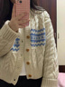 妃奧絨復古開(kāi)衫毛衣女秋冬麻花軟糯加厚針織衫外套小個(gè)子高級感短款上衣 杏色 M 曬單實(shí)拍圖