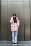 波司登（BOSIDENG）25新款極寒羽絨服女短款90鵝絨收腰顯瘦連帽保暖外套B250242302 冰穹提花粉9EC3 XS 155/80A 體重約100斤以?xún)?曬單實(shí)拍圖