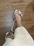 貞喜氣法式粗跟拖鞋女夏外穿仙女風(fēng)蝴蝶結(jié)水鉆氣質(zhì)高跟水晶涼鞋 36 法式粗跟拖鞋【米白色】 曬單實拍圖