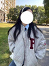 LPOX菱格棉服女棒球服冬季加厚棉衣夾棉外套P字韓版寬松短款棉襖 米白色 加棉加厚 M 【95-110斤】 曬單實拍圖