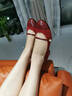 蹀愫（TIGRISSO）心動(dòng)禮物復古紅色通勤銀色文藝瑪麗珍鞋平底女單鞋TA54132-52 棗紅色/暗紅色 TA64132-52 34 220mm 曬單實(shí)拍圖
