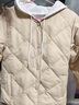 QIYUN輕薄羽絨服女子短款秋冬季溫暖襯里薄無(wú)領(lǐng)夾克內膽內搭輕便外套 米白色 S _95斤-110斤內 曬單實(shí)拍圖