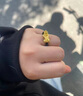 中國黃金（CHINA GOLD）足金貔貅戒指男士紅黑繩女款手工編織繩七夕生日禮物送女友老婆 貔貅戒指【黑繩】約0.3g 圈號14 曬單實拍圖