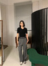 歌力思（ELLASSAY）夏季新款真絲桑蠶絲打底短袖針織衫初春上衣女EWB352M00600 經(jīng)典黑 S 曬單實(shí)拍圖