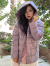 MsShe【90%白鴨絨】大碼女裝2025秋冬季胖mm撞色連帽羽絨服外套女 冷灰紫色現貨 3XL 曬單實(shí)拍圖