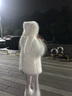 憶靜萱（YIJINGXUAN）仿羊羔毛外套女2025秋冬新款環(huán)?？蓯弁枚鋵捤杉雍衩馓咨弦?奶杏色【雙面長毛絨長兔兒】 M 建議95-110斤 曬單實(shí)拍圖