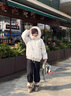 韓璐嬌（hanlujiao）羽絨棉服女冬季2025年新款連帽羽棉襖絨服女外套小個(gè)子工裝派克服 白灰色 M 曬單實(shí)拍圖