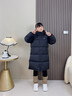 巴布豆（BOBDOG）95絨兒童羽絨服25年冬季男女中長(cháng)款保暖A類(lèi)抗菌三防面料連帽外套 黑色 【A類(lèi)面料 貼身可穿】95絨 140 【約身高125-135cm 體重60斤】 曬單實(shí)拍圖