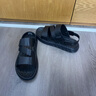 Leaveland楓葉男鞋夏季涼鞋男新款軟底真皮羅馬鞋子男兩用防滑休閑沙灘鞋男 黑色【標(biāo)準(zhǔn)皮鞋碼】 41 曬單實(shí)拍圖