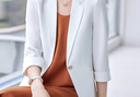 皮爾卡丹酒紅色西裝外套女2025春秋款休閑上衣小個(gè)子高端女士短款小西服 七分袖白色西裝 5913 XL 109-117斤 曬單實(shí)拍圖