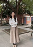 衣品飾衛 山本裙女秋季2024新款高腰a字中長(cháng)款半身裙傘裙糯米裙半裙蓬蓬裙 奶茶色 半身裙（加絨款） L 適合100-120斤 曬單實(shí)拍圖