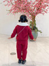 G.DUCKKIDS女寶寶加絨套裝秋冬裝洋氣可愛兒童厚衣服1到2三4五6歲女童兩件套 紅色帶包 100 cm 曬單實拍圖