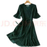 COCOBELLA[浮金碎影]新中式燙金網(wǎng)紗半身裙夏開叉長裙HS0028 黑金 M 曬單實拍圖