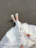 九寸陽光粗跟高跟鞋女不易累腳成人禮2025馬面裙公主新中式婚鞋新娘伴娘鞋 杏色6cm【37碼】（偏小一碼） 曬單實拍圖