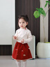 幼歌（YOUGE）嬰幼兒秋季新款親膚柔軟復古半身裙A字裙擺寬松舒適短裙 紅色 100 cm （建議身高90-100） 曬單實(shí)拍圖