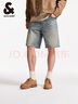 杰克·瓊斯（JACK&JONES）男裝夏季新款百搭休閑男寬松水洗貓須多口袋牛仔短褲225243009 E39中藍牛仔 M (175) 曬單實(shí)拍圖
