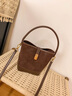 viney牛皮包包女包大容量水桶包品牌斜挎單肩生日禮物高級感送女友老婆 【焦糖棕】女生實(shí)用走心 輕奢小眾百搭時(shí)尚休閑通勤 曬單實(shí)拍圖
