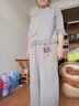 恒源祥苧麻棉麻上衣亞麻時尚夏季時尚兩件套裝女士洋氣媽媽休閑套裝 淺灰色(一整套) L (100-115斤) 曬單實拍圖