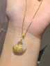 中國黃金（CHINA GOLD）足金蓮花平安扣吊墜女黃金和田玉金鑲玉項鏈中秋節生日禮物送媽媽 蓮花平安扣吊墜+配S925鏈 約1.3g 曬單實(shí)拍圖