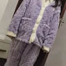 笛莎（DEESHA）【加厚雙面法蘭絨】女童加絨開(kāi)衫套裝春秋冬家居服睡衣睡褲可外穿 曬單實(shí)拍圖