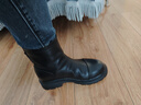 卓詩(shī)尼時(shí)裝靴正裝靴短筒中跟拉鏈小皮靴百搭冬季女靴 黑色(薄絨） 37  曬單實(shí)拍圖