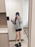 妙奕嘉圓領(lǐng)衛衣女外套開(kāi)衫秋季2025年新款假兩件上衣長(cháng)袖t恤女生小個(gè)子 假兩件格子衛衣外套【灰色】 均碼 【建議118斤內】 曬單實(shí)拍圖