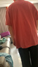貓人（MiiOW）男士純棉短袖T恤夏季薄款潮牌圓領(lǐng)笑臉印花男裝衣服冰絲體恤 秀紅 3XL 曬單實(shí)拍圖
