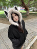 鹿王戀雪貓耳朵加絨連帽羽絨棉服女冬季2025年新款保暖加厚座山雕棉襖外套 黑色  M 曬單實(shí)拍圖