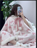 普賓迪凱蒂貓睡衣 HelloKitty連帽珊瑚絨睡袍秋冬季加厚毛絨斗篷女家居 R4129連帽斗篷+加絨褲子 【加厚款】 M 【建議體重80-100斤】 曬單實(shí)拍圖