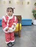 可歆寶貝女童碎花棉襖加絨年服套裝秋冬裝兒童新中式加厚棉服棉褲兩件套潮 紅色套裝配包 100碼建議2-3歲（身高90左右） 曬單實(shí)拍圖