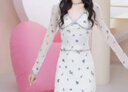 UR2025春季新款女裝蝴蝶結(jié)V領(lǐng)碎花木耳邊長袖T恤UYL450054 曬單實(shí)拍圖