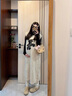 苒祺祺孕婦裝秋冬新款針織背心裙＋打底衫套裝韓版寬松百搭孕婦兩件套 燕麥色馬甲+打底衫（套裝） M 曬單實(shí)拍圖