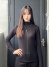 貓人（MiiOW）半高領(lǐng)德絨打底衫女士秋冬含羊絨蠶絲加絨加厚內搭磨毛堆堆領(lǐng)上衣 曬單實(shí)拍圖