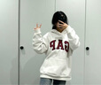 GAP女裝2025秋季新款撞色Logo寬松抓絨套頭連帽衫衛衣上衣792499 淺灰白 L (170/92A) 亞洲尺碼 曬單實(shí)拍圖