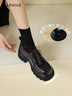 達芙妮官方 厚底樂(lè )福鞋女春季2025新款復古學(xué)院jk鞋子女增高黑色小皮鞋 經(jīng)典黑【跟高6CM】 39 曬單實(shí)拍圖