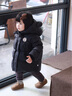 幼歌（YOUGE）嬰幼兒卡通繡標(biāo)立體耳朵純色帽子圍巾一體三防羽絨服潮 碳黑色 80 cm 曬單實(shí)拍圖