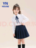 衣諾坊兒童襯衫白色長(cháng)袖衫衣六一演出服打底衫女童襯衫大合唱T恤 曬單實(shí)拍圖