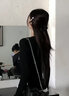 美式復古黑色假兩件針織打底衫2025新款高級內搭毛衣修身顯瘦上衣 黑色 均碼 曬單實(shí)拍圖