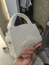 CHARLES&KEITH鱷魚(yú)紋凱莉包手提斜挎婚包包女包生日禮物CK2-50270880-1 Ivory象牙色 S 曬單實(shí)拍圖