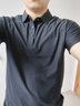 羅蒙（ROMON）復(fù)古T恤男純色冰絲涼感短袖夏季款商務(wù)休閑polo透氣上衣夏裝汗衫 黑色 2XL 曬單實(shí)拍圖