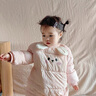 班喜迪嬰兒衣服秋冬裝嬰幼兒連體衣寶寶加絨夾棉外出服冬季保暖哈衣棉服 粉色 90cm 曬單實(shí)拍圖