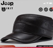 吉普（JEEP）帽子男牛皮帽秋冬加厚棒球帽護耳保暖鴨舌帽時(shí)尚休閑平頂帽A0023 曬單實(shí)拍圖