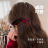 清新甜美丝绒植绒珍珠蝴蝶结发夹边夹 小号-1对红色 实拍图