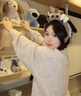 燦圖韓系潮流可愛小狗立體毛衣服女春秋季寬松慵懶針織衫百搭軟糯上衣 灰色 均碼 曬單實(shí)拍圖