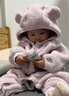 迷你巴拉巴拉嬰兒衣服寶寶新生兒加絨連帽連體衣爬服外穿秋冬款 曬單實(shí)拍圖