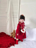 女寶拜年服女童冬季加絨漢服連衣裙嬰兒周歲禮服紅色新年旗袍唐裝 酒紅色漢服裙 73 cm 曬單實(shí)拍圖