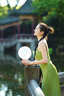 DPLAY2025年夏季綠色連衣裙女中式肩帶裙擺國(guó)風(fēng)吊帶長(zhǎng)裙沙灘裙 長(zhǎng)裙-碧玉清蘭 S 曬單實(shí)拍圖