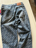 印花字母牛仔褲男2026春秋原創(chuàng  )潮牌休閑褲子美式寬松直筒闊腿長(cháng)褲 藍色 19008 L 建議131-145斤 曬單實(shí)拍圖